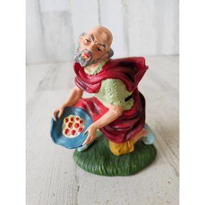 Vintage Japan Nativity man begger food village large Xmas decor